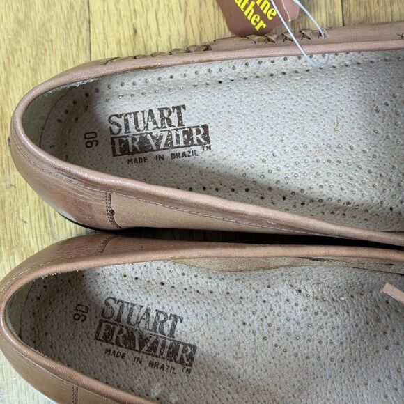 Stuart Frazier Mens Leather Loafers 9D Brown Moc Toe Hand Laced Classic Preppy main image 12